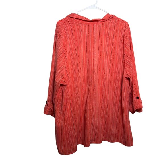 Catherines Blouse Women's 2X Striped V-Neck Button Up 3/4 Sleeve Collared Top - Picture 5 of 9